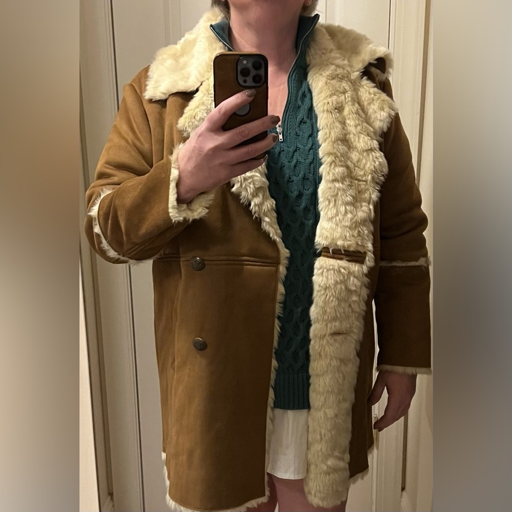 DRIFTWOOD Tan and Cream Faux Fur Coat, EUC, XL